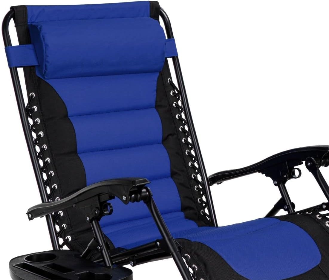 Extra Wide Zero Gravity Recliner Chair Folding Sun Lounger Blue