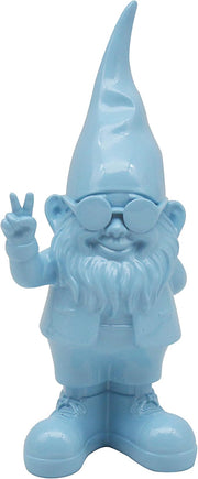 Peace Hand Gnome Statue Blue 20cm Indoor Outdoor Home Decor