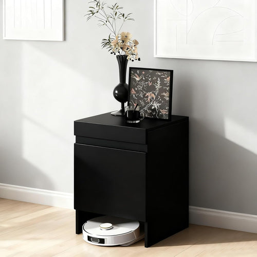 Robot Vacuum Storage Cabinet Hidden Stand Side Table Door Black