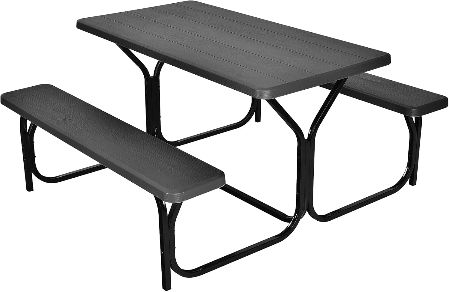 Outdoor Picnic Table Bench Set HDPE Garden Dining Black