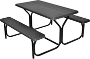 Outdoor Picnic Table Bench Set HDPE Garden Dining Black