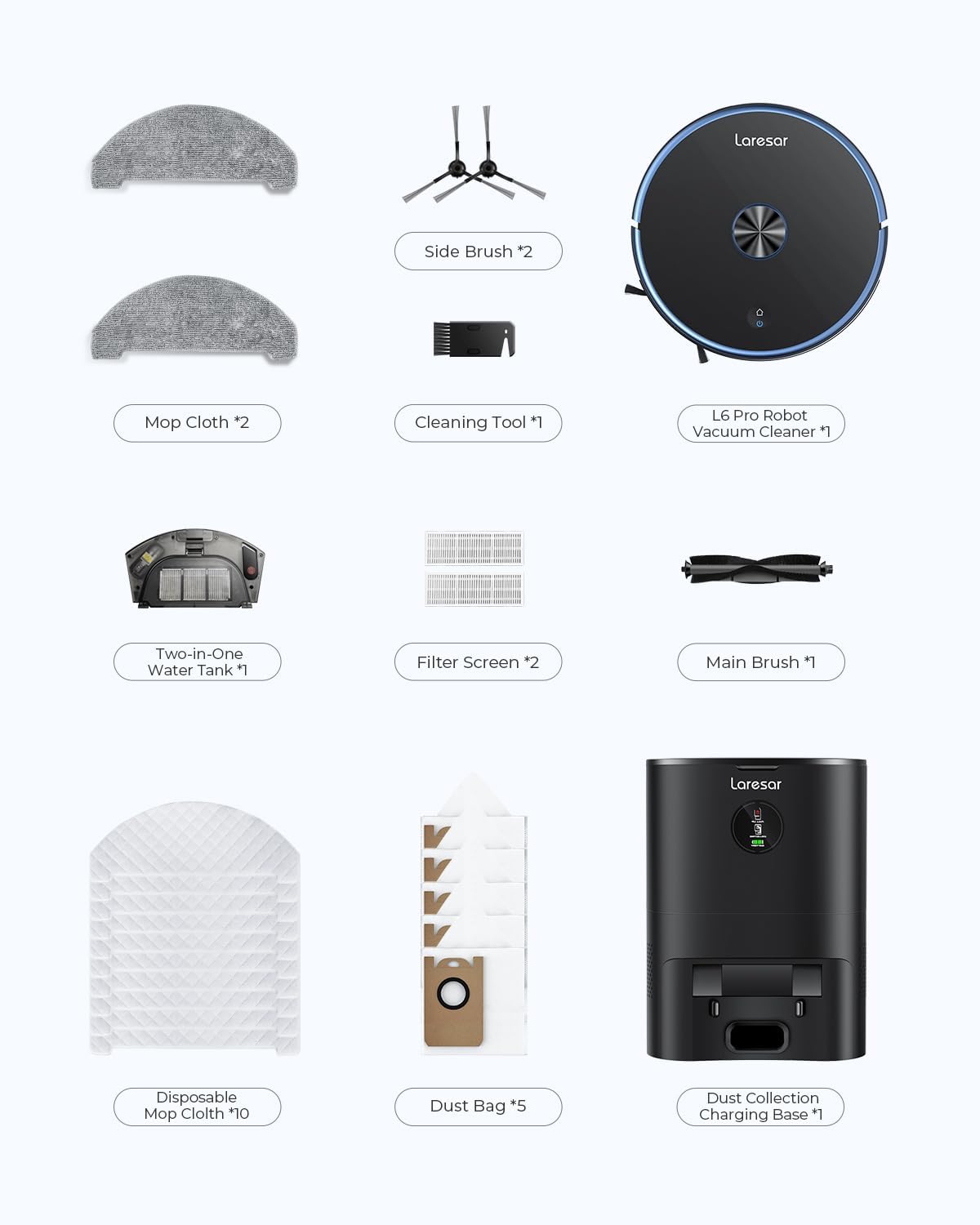Robot Vacuum Mop Combo Self Empty 4000Pa LiDAR Smart Mapping App