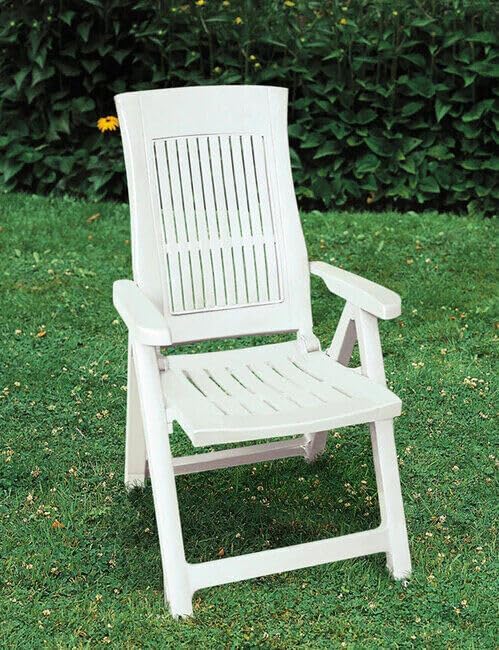 2 Piece Folding Garden Lounger Chairs 5 Position Reclining White