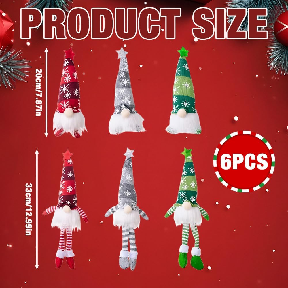 6PCS Christmas Gnome Lights LED Plush Santa Gonk Holiday Decor