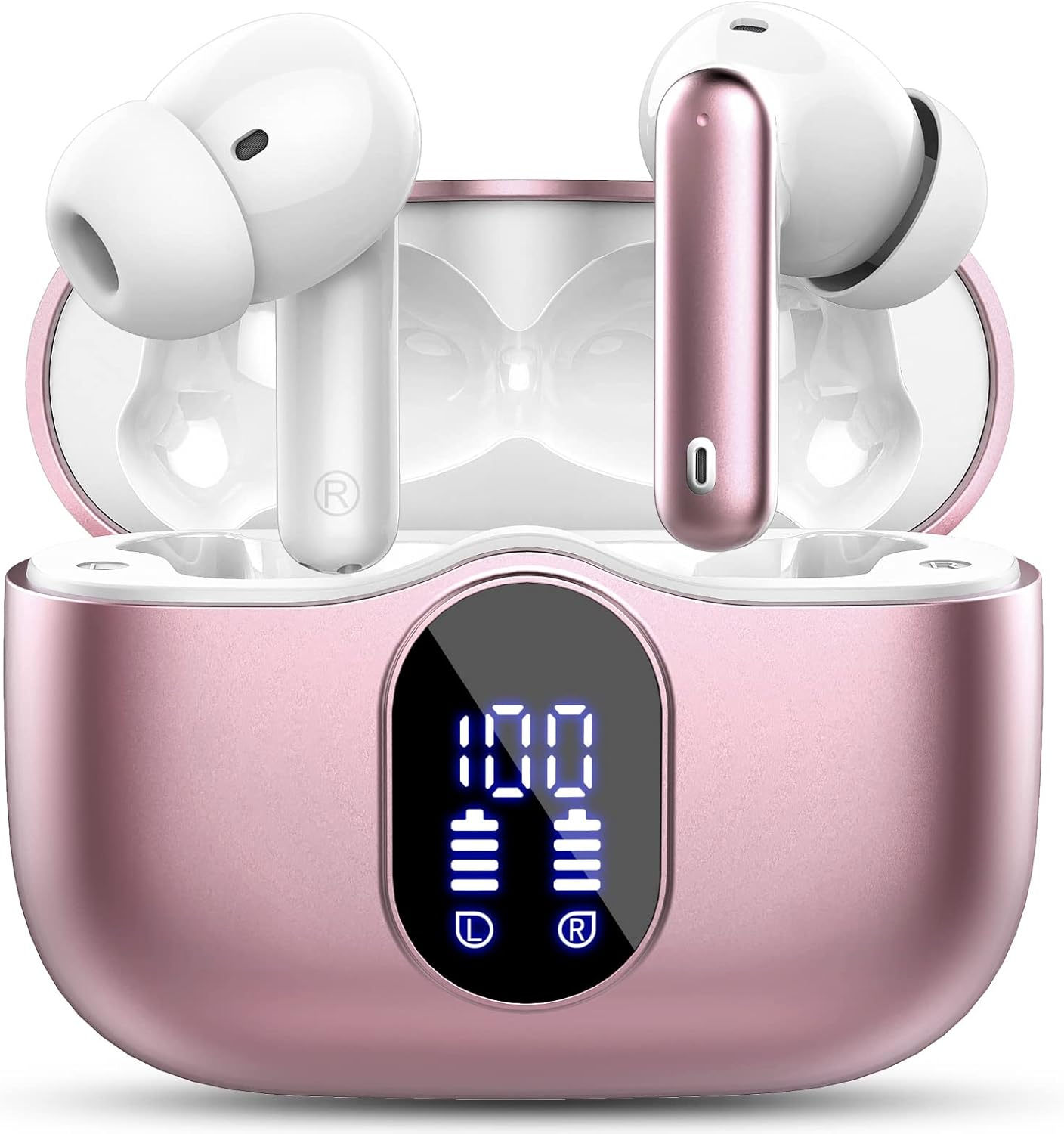 Wireless Bluetooth 5.3 Earbuds ENC Mic Deep Bass 36H LED Case