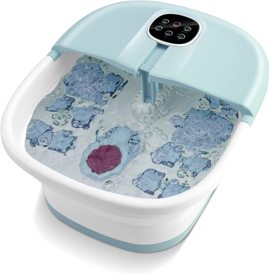 Electric Foldable Foot Spa Massager Heat Bubble Soak Roller