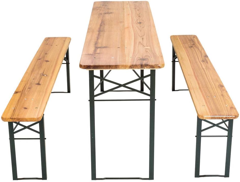 Folding Wooden Beer Table and Bench Set Portable Picnic
