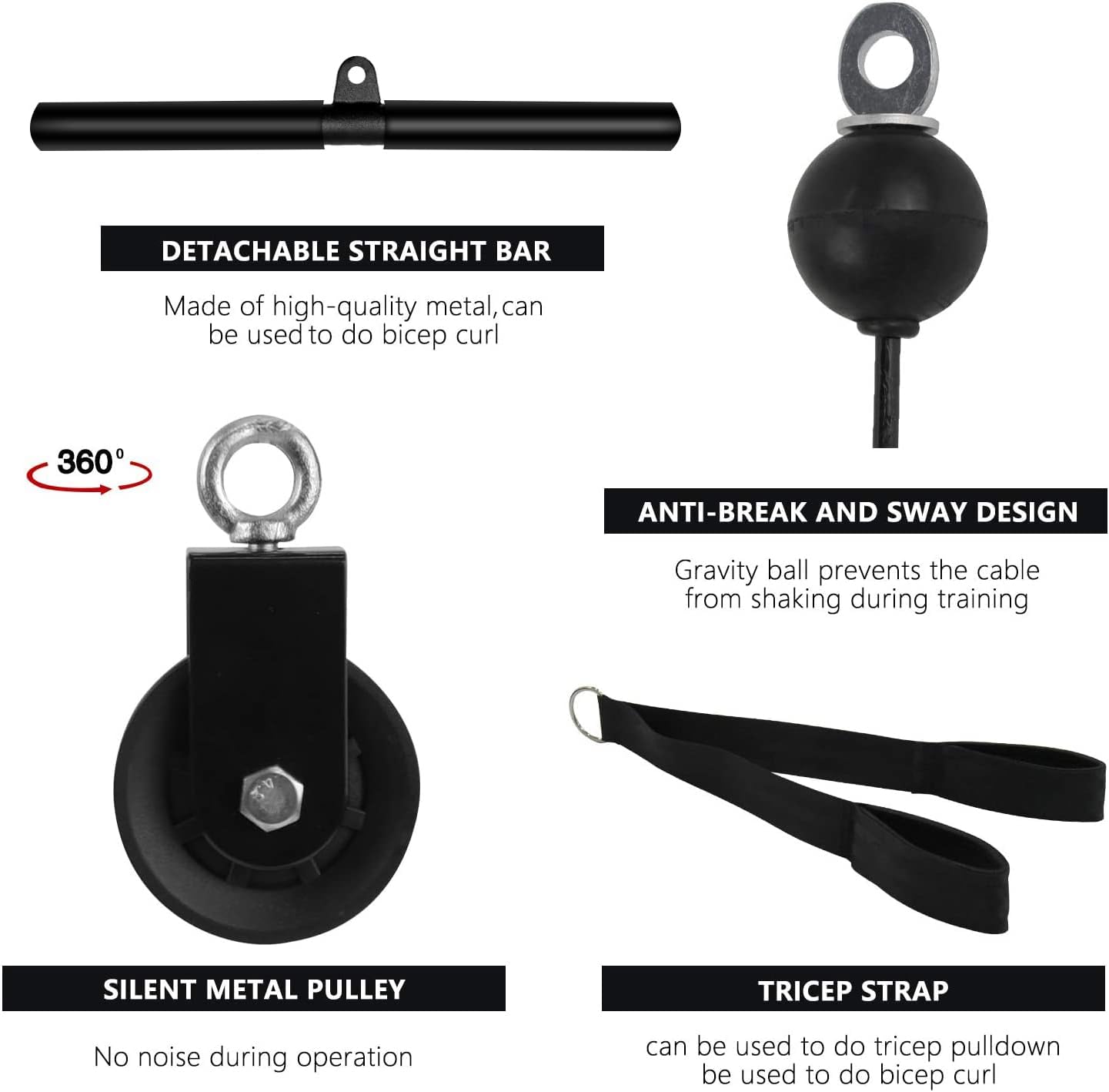 Home Gym Cable Pulley System LAT Pulldown Arm Strength Trainer