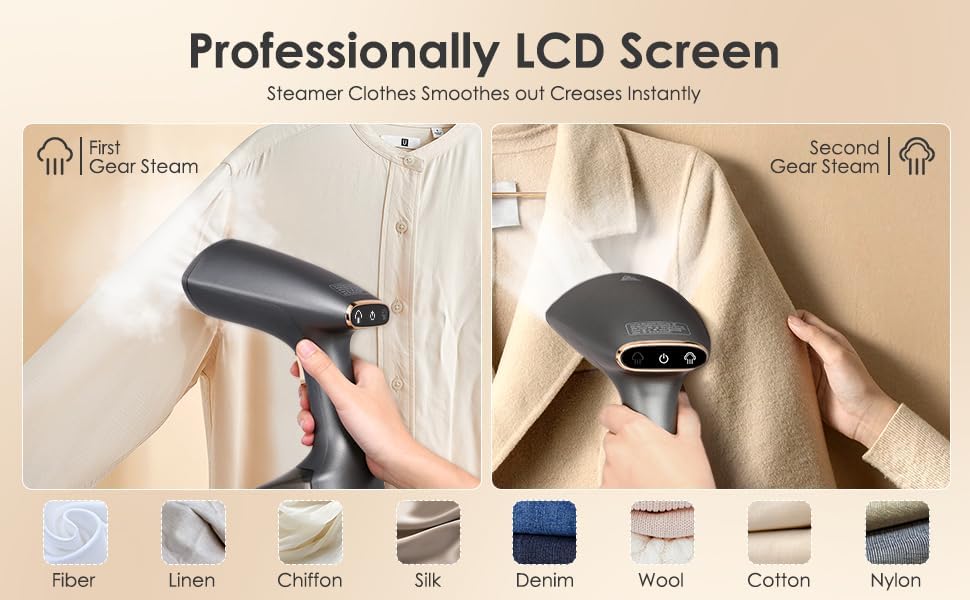 2000W Garment Steamer Handheld Portable Wrinkle Remover LCD Fast Heat