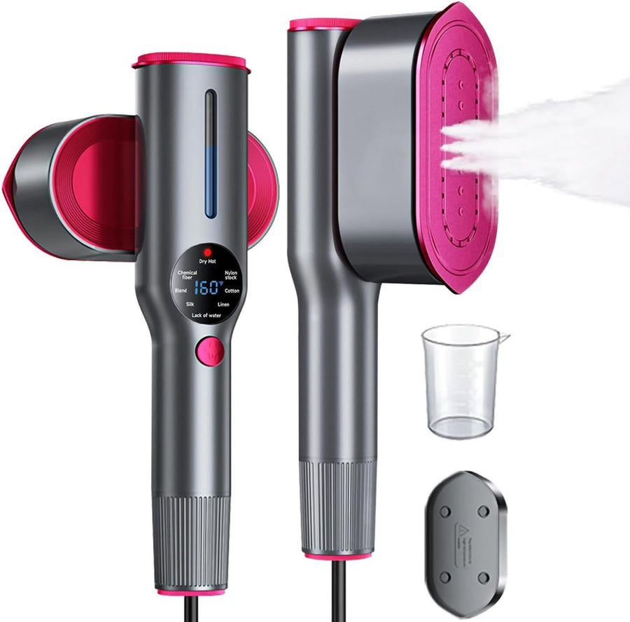 Handheld Clothes Steamer 1200W 2 in 1 Iron LED 7 Modes Fast Heat