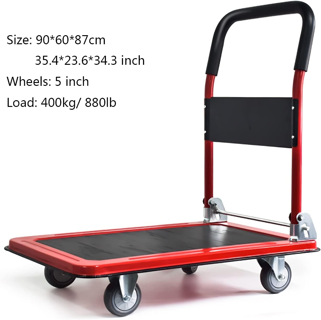 880lb Steel Platform Truck Cart Folding Handle Swivel Wheels
