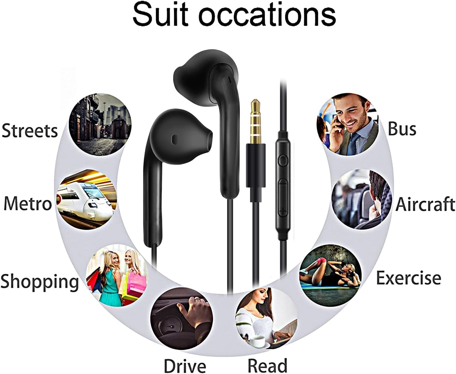 2 Pack Wired Earbuds In Ear Headphones Mic 3.5mm Jack Noise Isolating