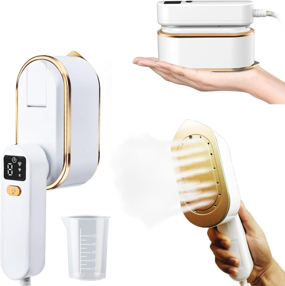 2in1 Travel Garment Steamer Iron 1200W 10s Heat LED Foldable