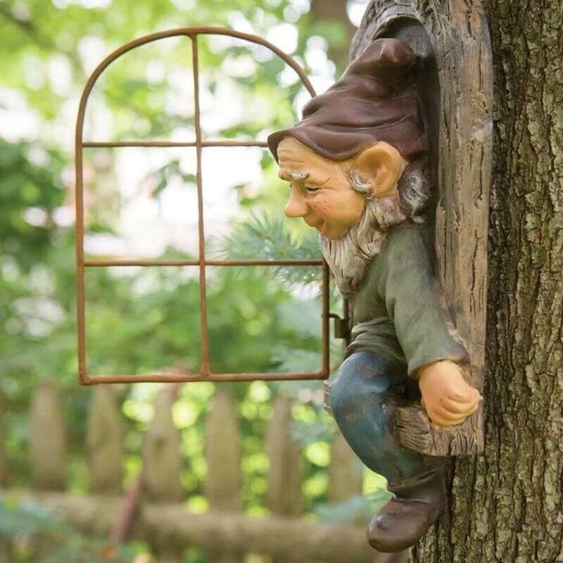 Tree Hugger Gnome Statue Hanging Resin Outdoor Garden Decor