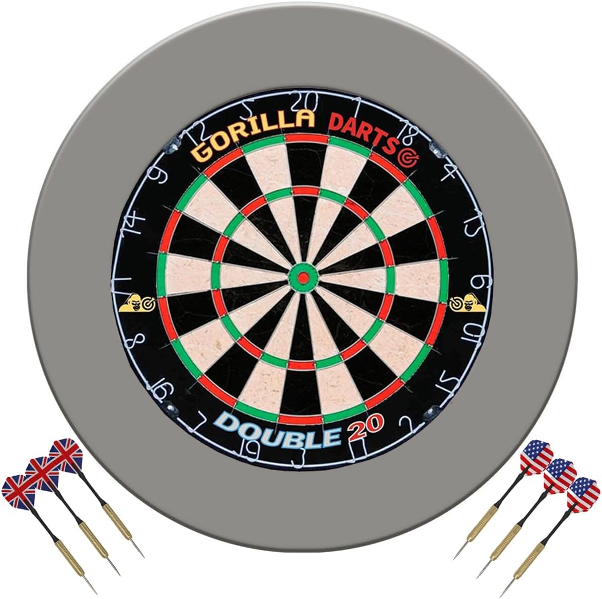 18in Dartboard Set Sisal Board Surround 6 Darts Staple Free