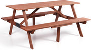 6 Seater Wooden Picnic Table Bench Set Garden Patio w/Parasol Hole