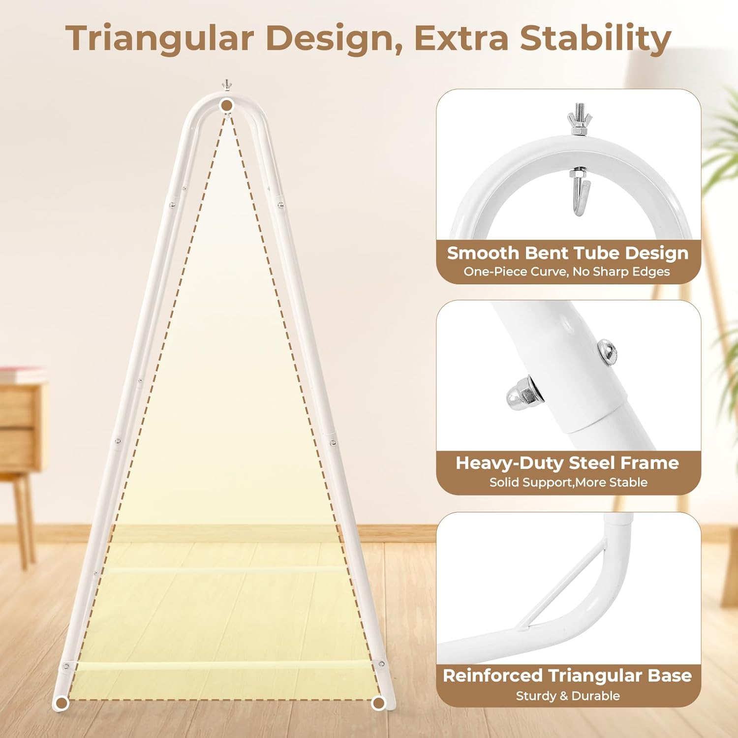 U Shaped Hammock Chair with Stand White