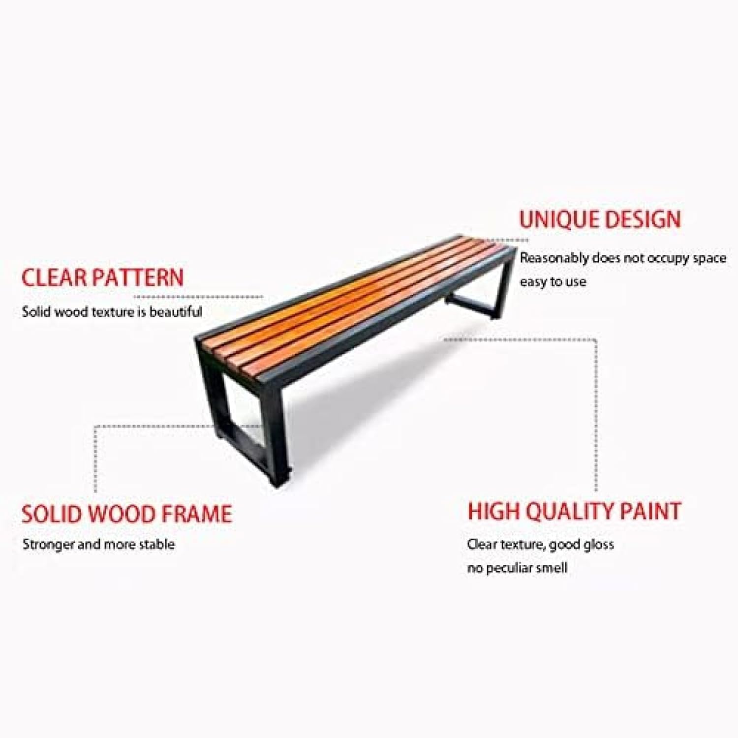 Metal Garden Bench 100cm Outdoor Patio Seat Faux Wood Backless