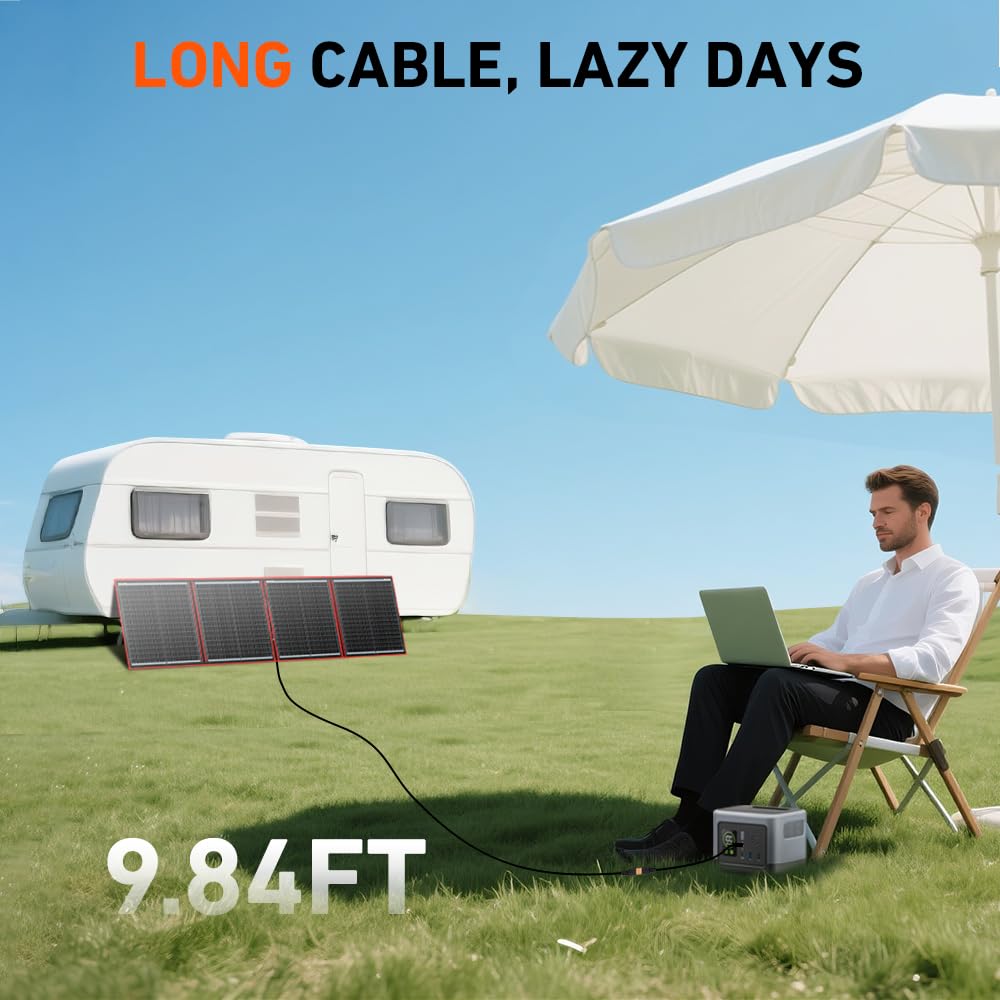 160W Foldable Solar Panel Kit 18V with Controller Cables