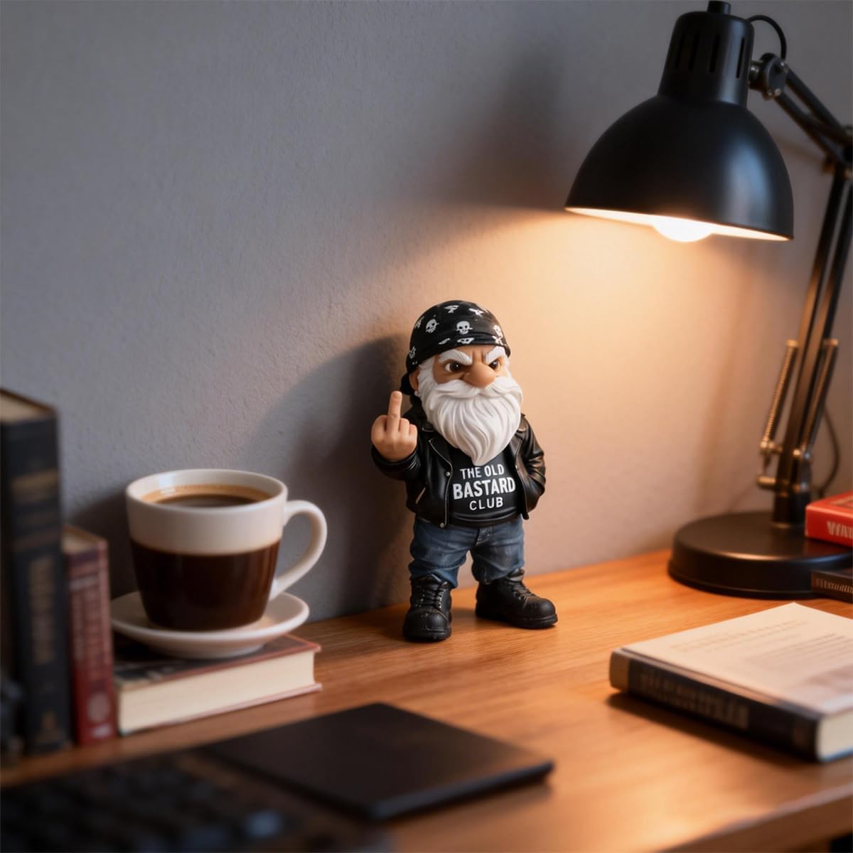 Funny Grumpy Old Man Gnome Middle Finger Statue Man Cave Decor
