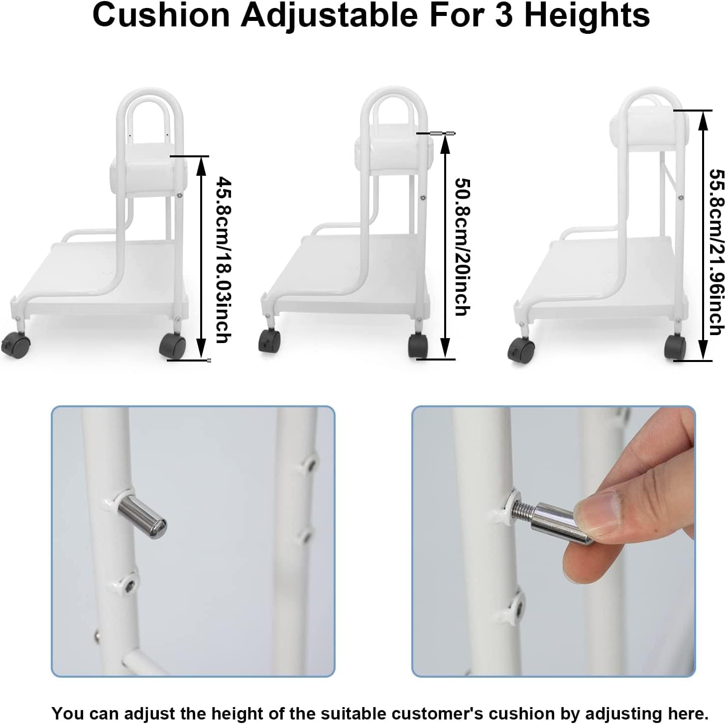 Pedicure Foot Rest Trolley Adjustable Height Salon Spa Cart