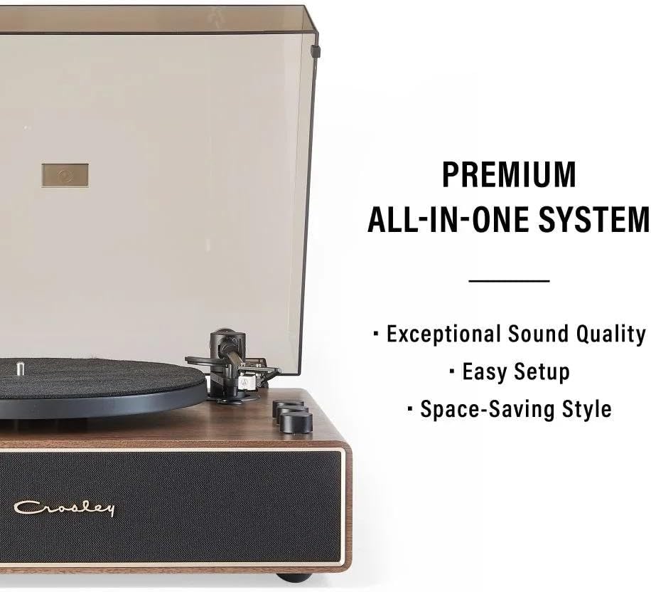 Bluetooth Vinyl Record Player with 60W Speakers Walnut