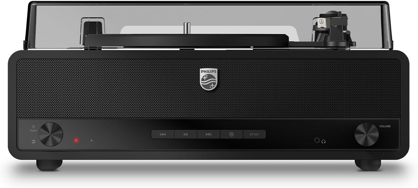 Retro Bluetooth 3-Speed Vinyl Turntable with Built-In Stereo Speakers