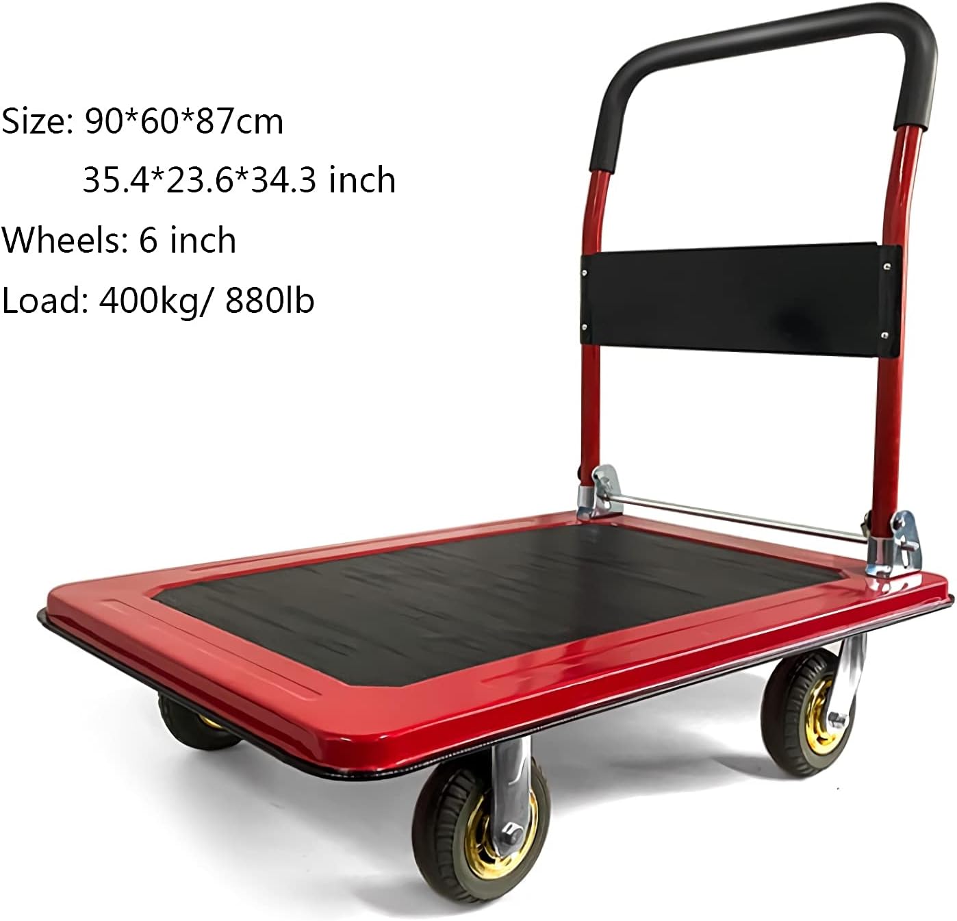880lb Steel Platform Truck Cart Folding Handle Swivel Wheel Dolly