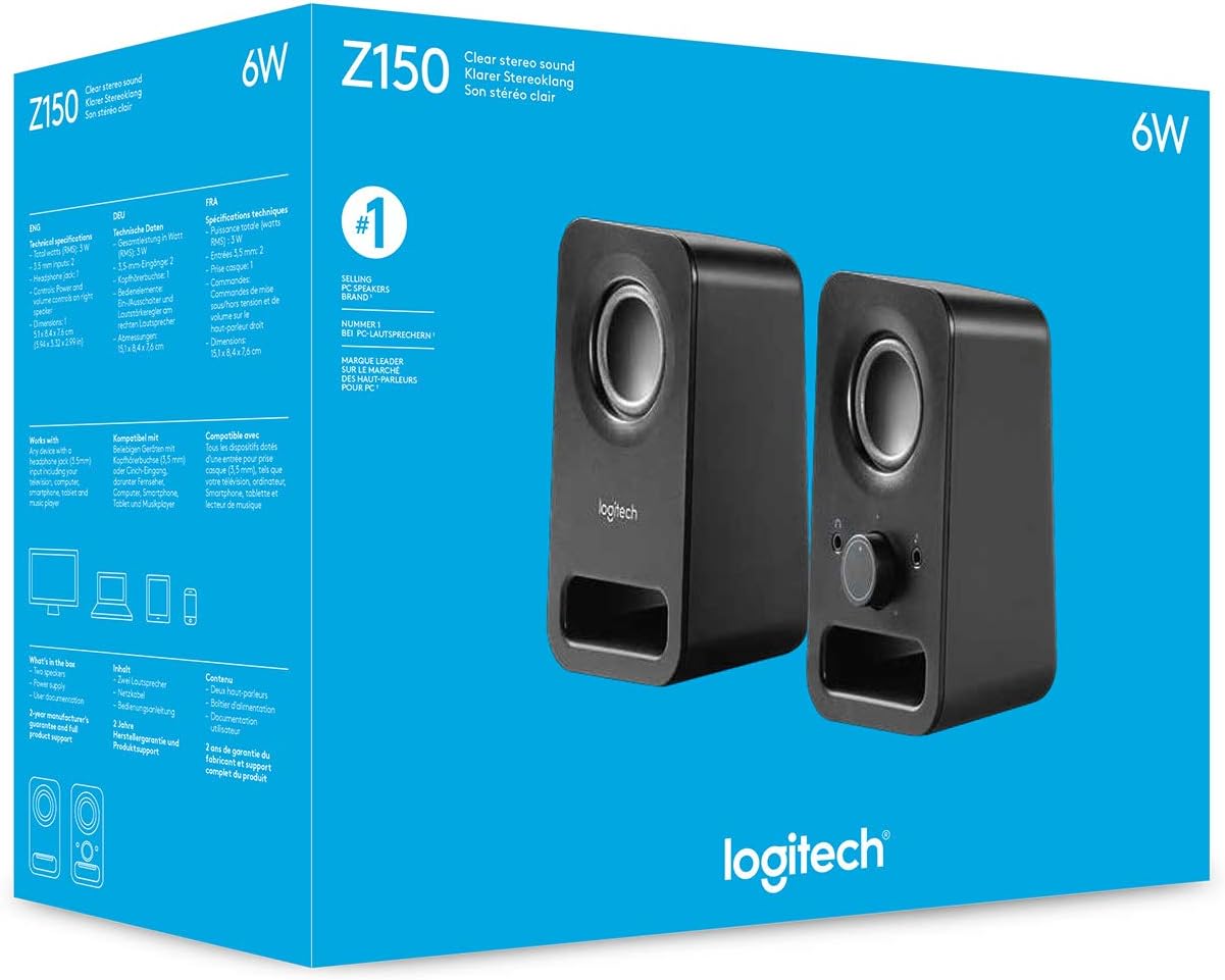 Stereo Computer Speakers 6W Desktop PC Speakers 3.5mm Aux Headphone