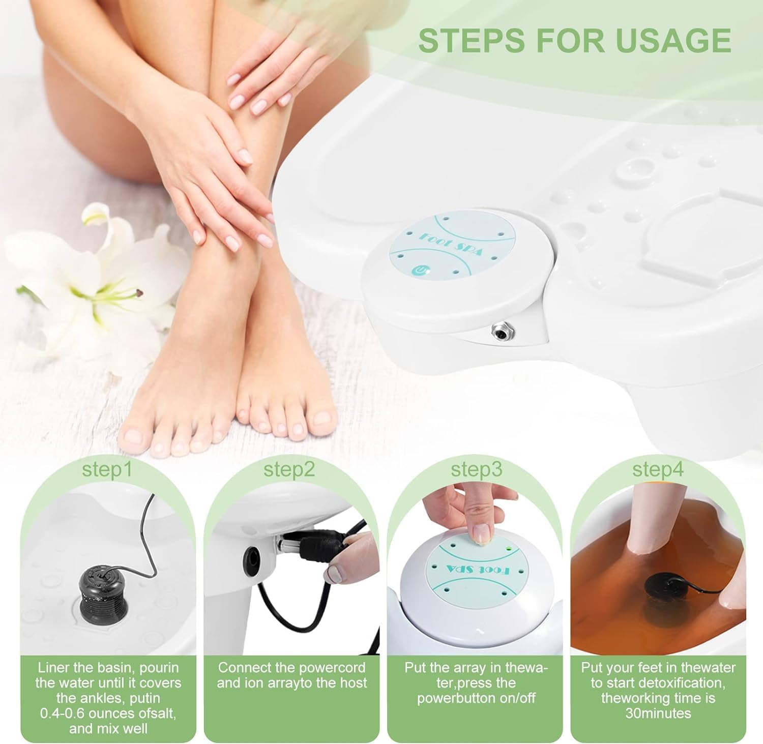 Ionic Foot Detox Spa Machine Ion Bath Massage Portable Timer