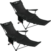 2 Pack Reclining Camping Chairs with Footrest 300lb