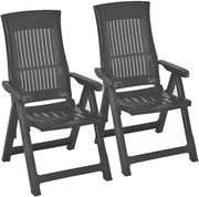 2 Piece Folding Garden Lounger Chairs 5 Position Reclining Anthracite