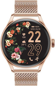 Rose Gold Round Smart Watch Milanese Bracelet