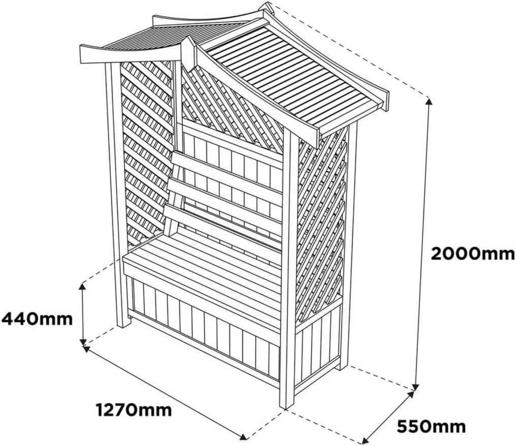 Wooden Garden Arbour Bench with Storage Lattice Roof Seat