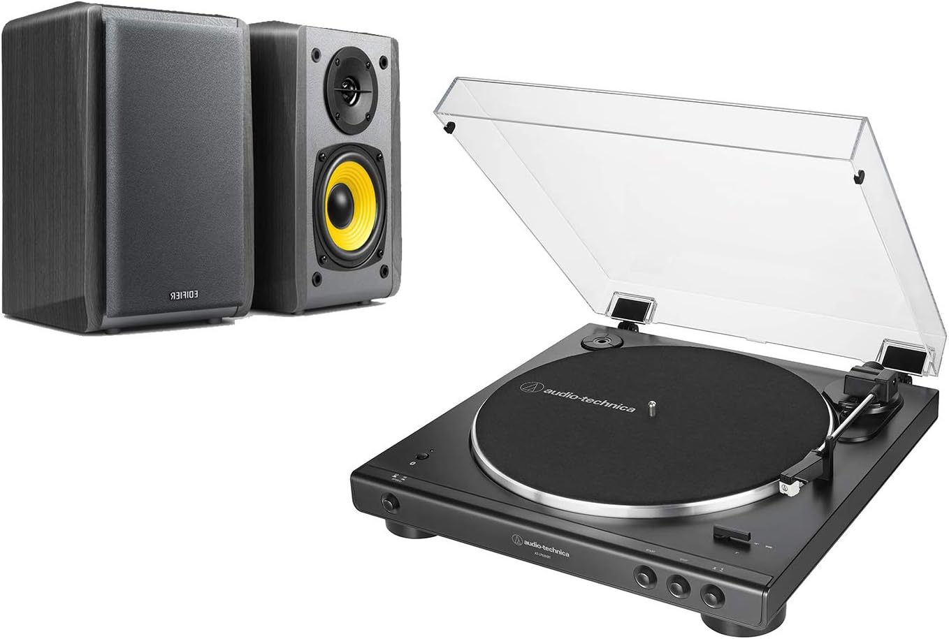 Bluetooth Turntable With Wireless Speakers Black Automatic
