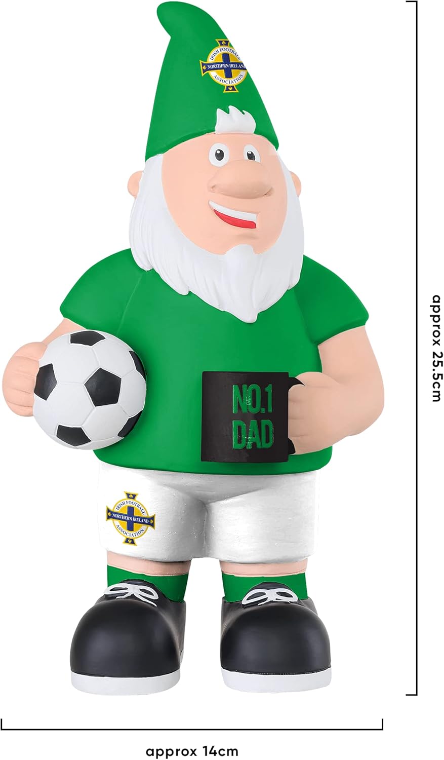 25cm Football Dad Gnome Hand Painted Garden Ornament Gift Decor
