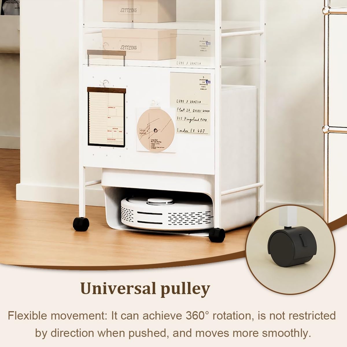 Robot Vacuum Storage Rack Mobile Cabinet Stand Adjustable Shelves