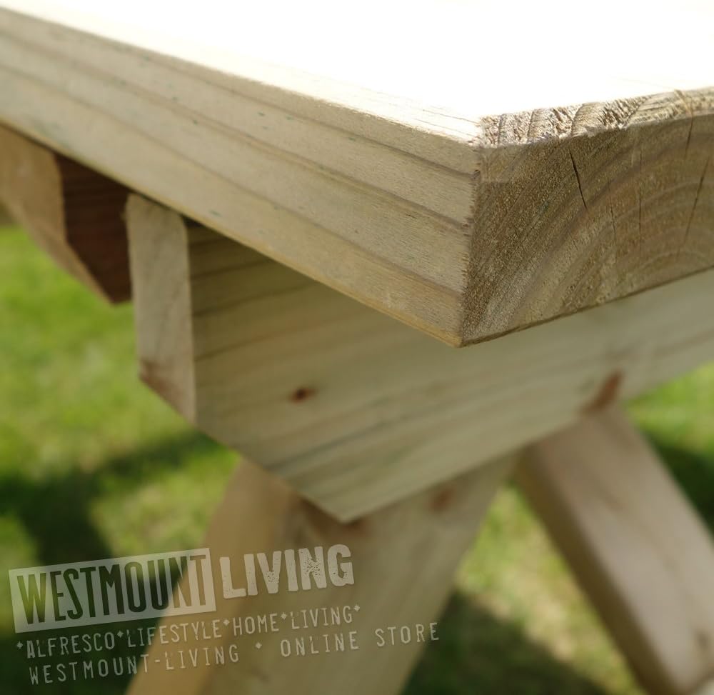 5ft Wooden Picnic Table 6 Seater Garden Pub Style Bench