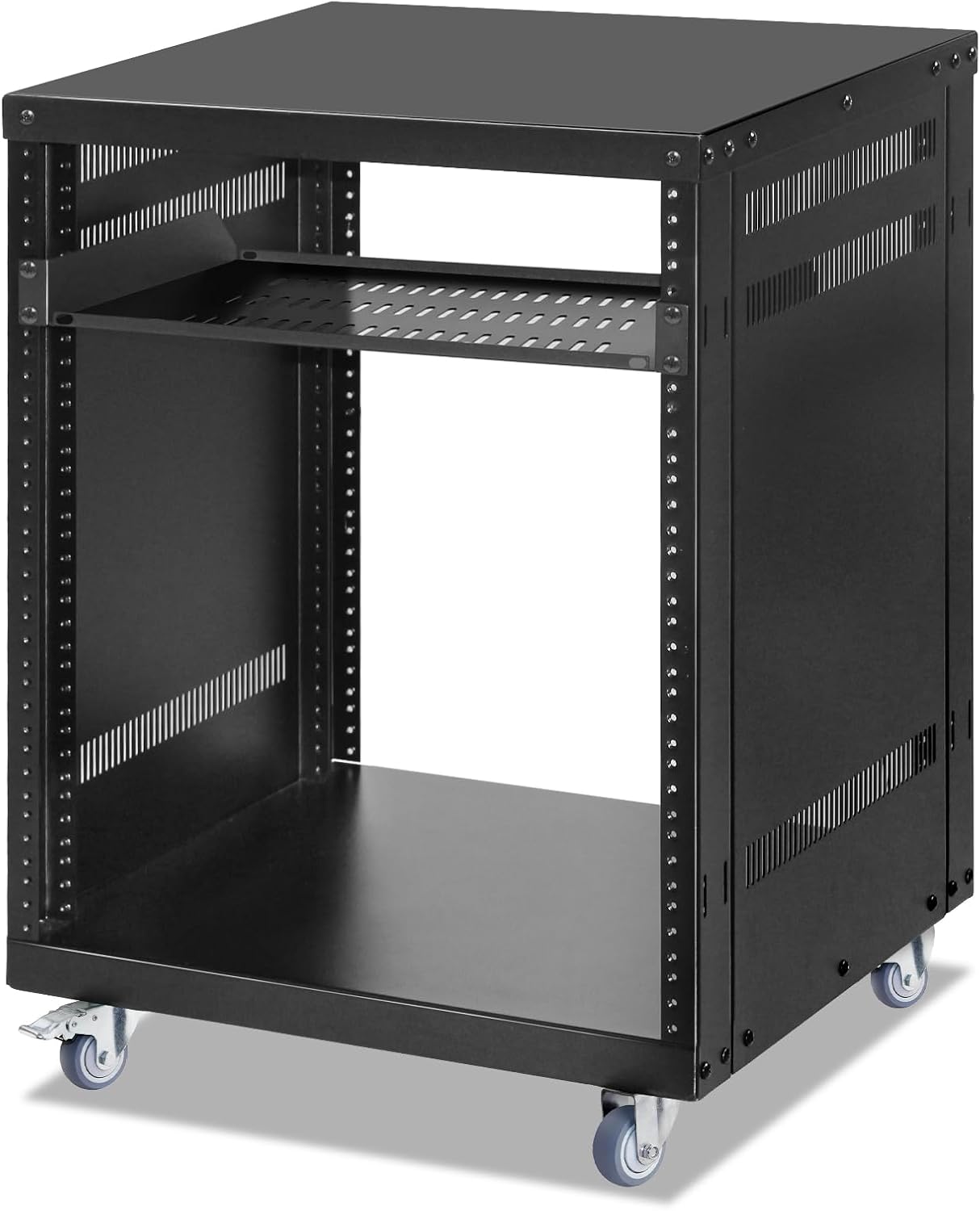 12U Server Rack with Wheels 19 Inch Heavy Duty AV Stand