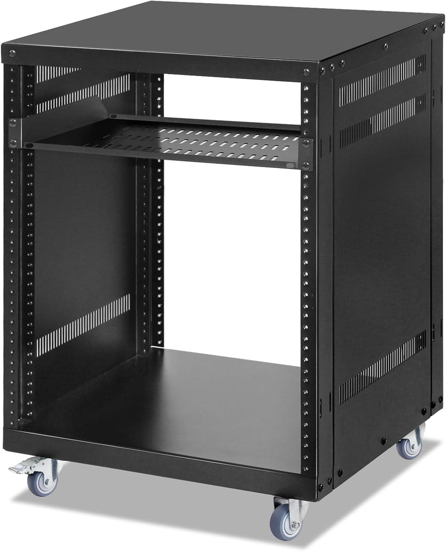 12U Server Rack with Wheels 19 Inch Heavy Duty AV Stand