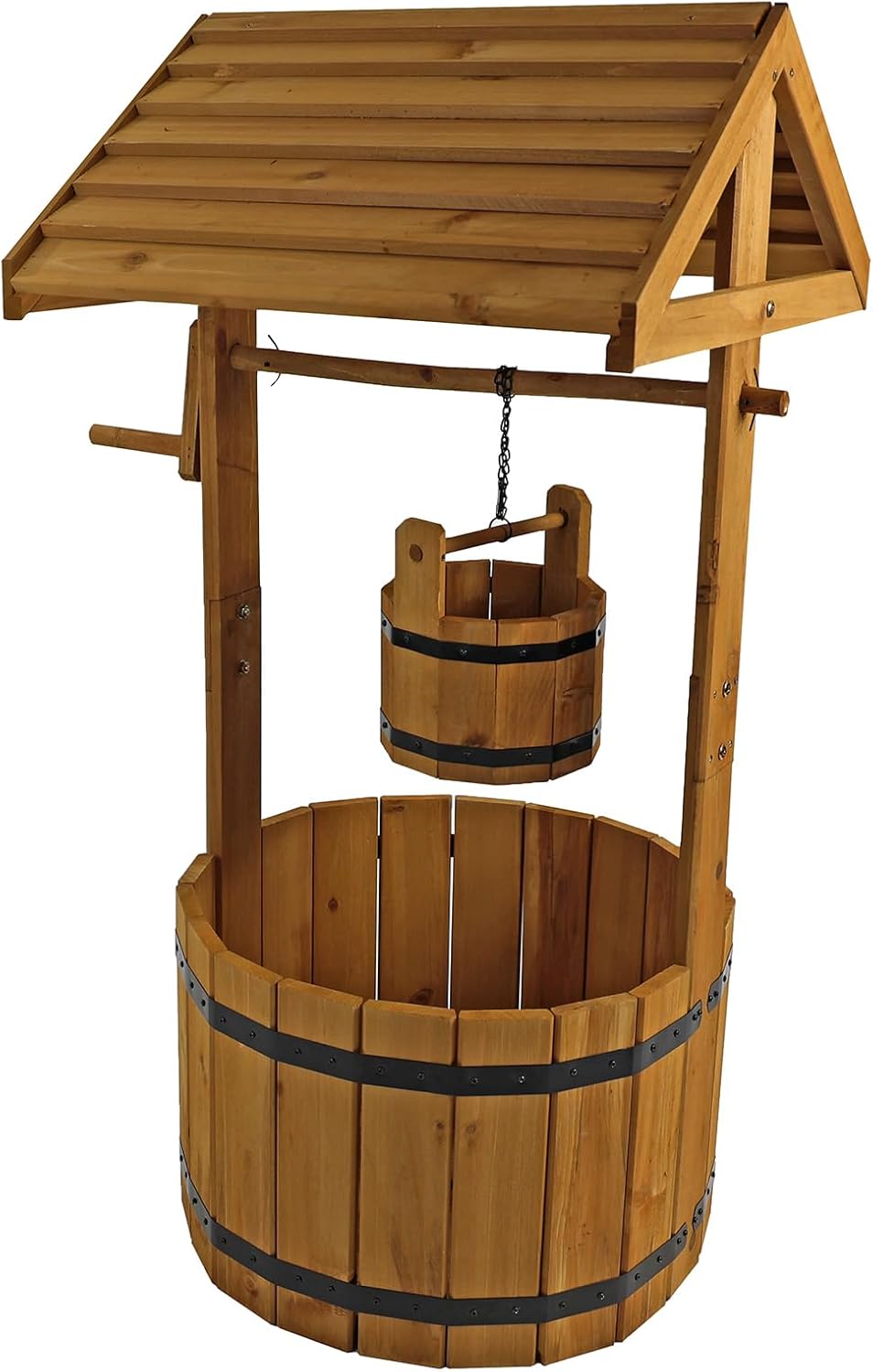 Wooden Wishing Well Planter Rustic Garden Flower Pot 100cm