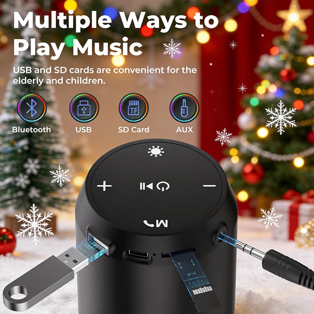 Bluetooth Speaker Portable Wireless LED Bass Stereo USB TF Aux