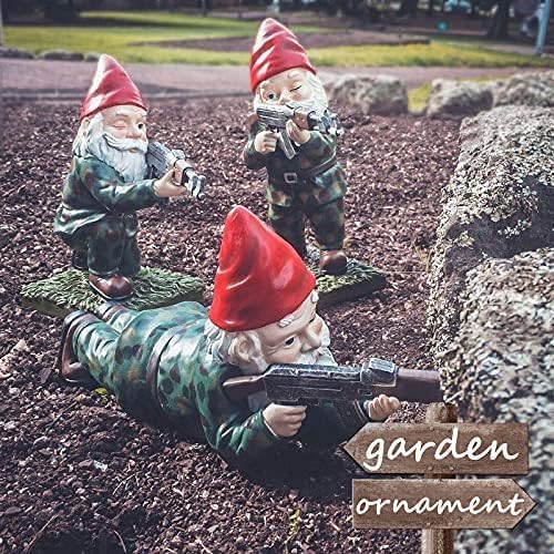 Military Garden Gnome Set Funny Army Gnomes Resin Outdoor Decor