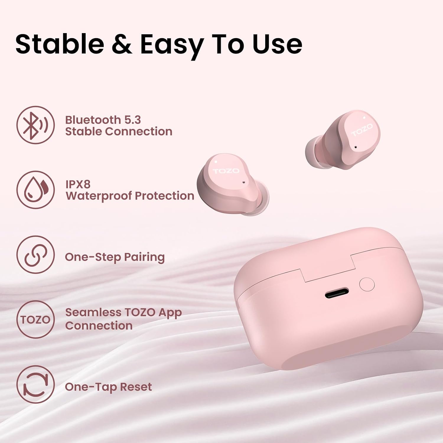 Wireless ANC Bluetooth Earbuds Deep Bass 60 Hour Playtime