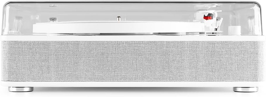 Modern Record Player with Speakers Bluetooth USB White with Case
