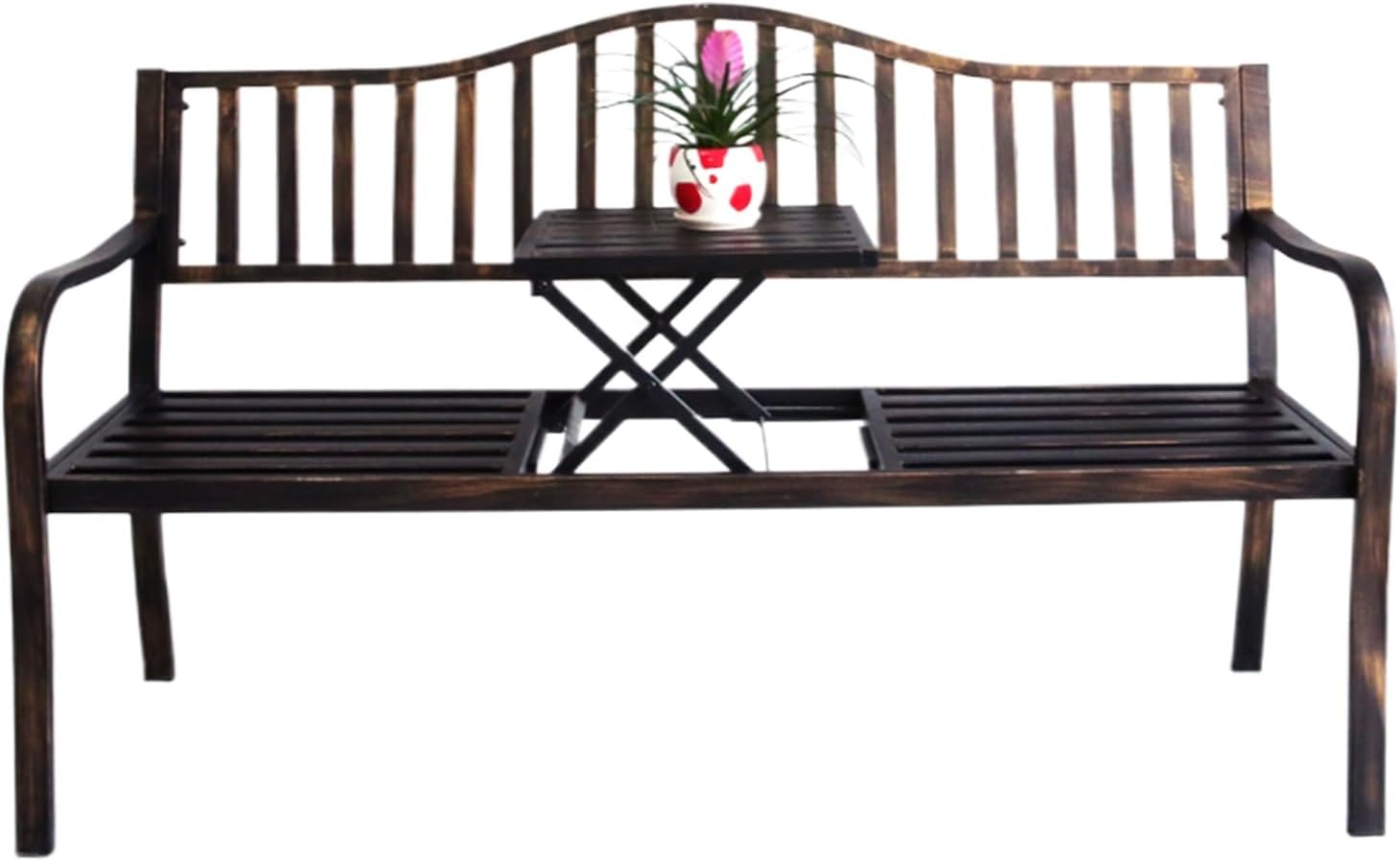 3 Seater Metal Garden Bench 150cm Outdoor Patio Park Seat Bronze