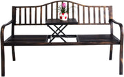 3 Seater Metal Garden Bench 150cm Outdoor Patio Park Seat Bronze