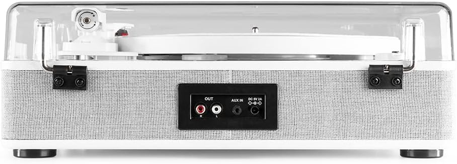 Modern Record Player with Speakers Bluetooth USB White with Case
