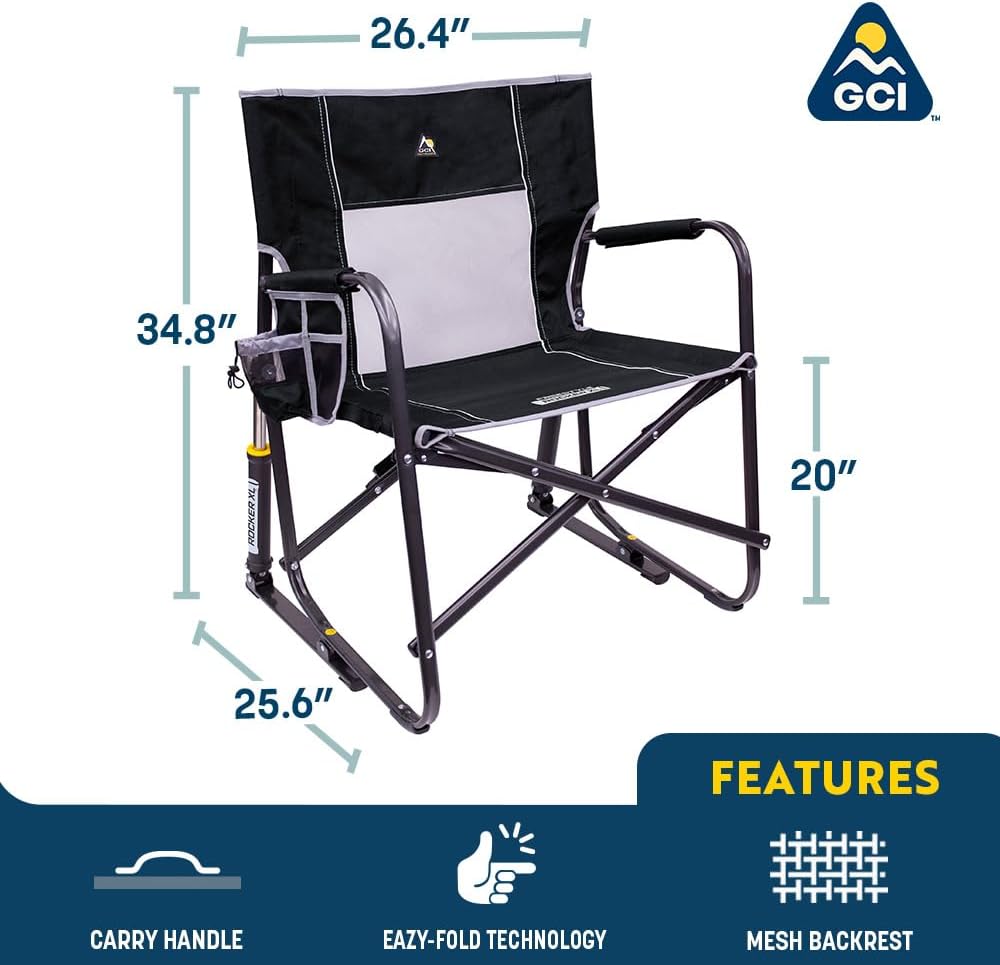 XL Folding Rocking Camping Chair 181KG Blue
