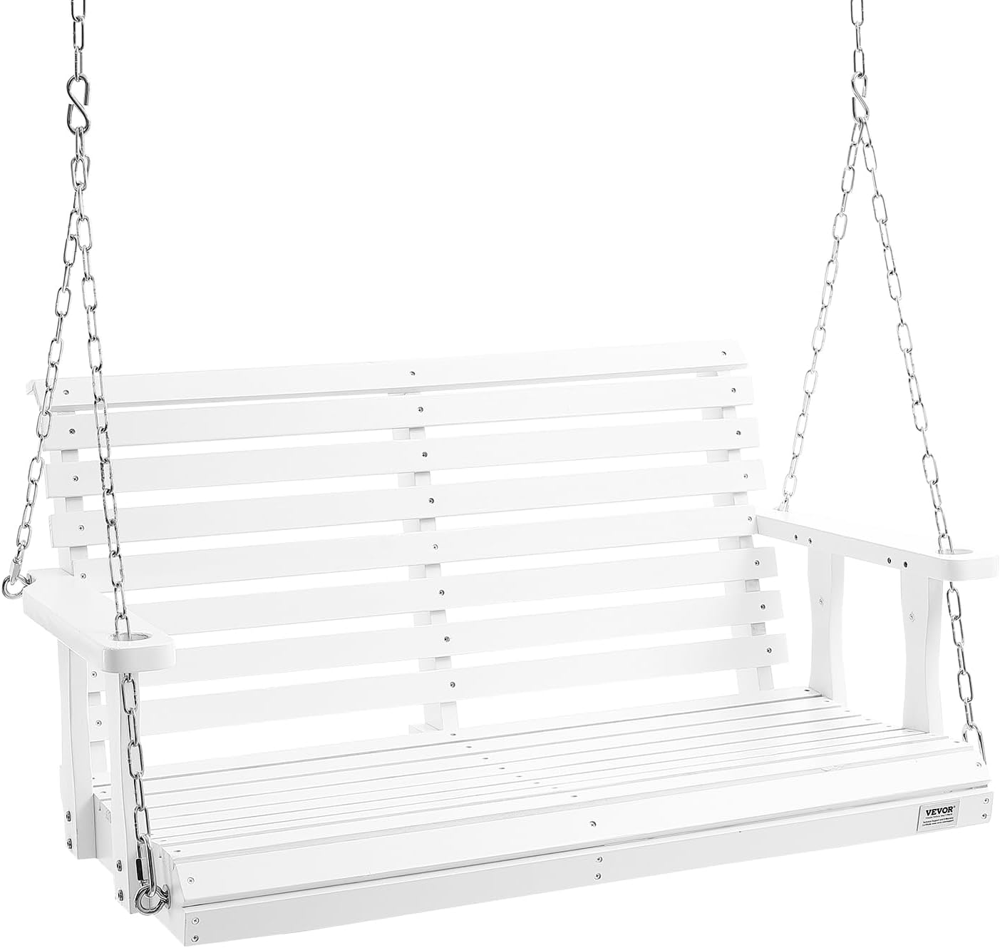 Wooden Porch Swing Bench 4ft White with Chains